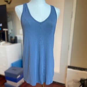 David Lerner Racerback Cotton Modal Flowy Tank Top in Blue Sz M